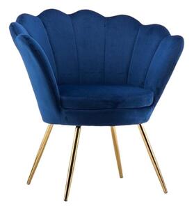 LuxuryForm DESIGN Kreslo FREY VELUR so zlatými nohami - modré