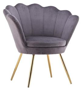 LuxuryForm DESIGN Kreslo FREY VELUR so zlatými nohami - tmavo šedé
