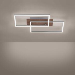 Stropné LED svetlo Iven dim oceľ/drevo 50,4x42 cm
