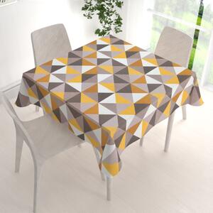 Biante Zamatový štvorcový obrus Tamara TMR-020 Žlto-sivé trojuholníky 60x60 cm