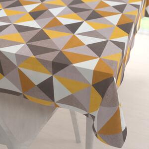 Biante Zamatový obdĺžnikový obrus Tamara TMR-020 Žlto-sivé trojuholníky 50x100 cm