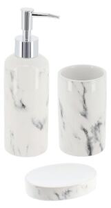 Sada kúpeľňových doplnkov Nardi Marble, biela/s chrómovými prvkami