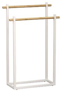 Stojan na uteráky White Bamboo 1, biela/s drevenými prvkami