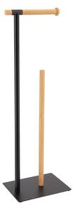 Stojan na toaletný papier Black Bamboo, čierna/s drevenými prvkami
