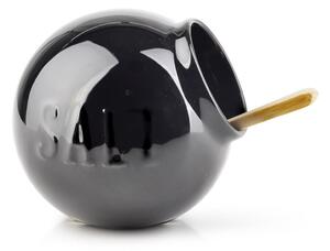 Porcelánová soľnička s lyžičkou Modern, 10x9 cm