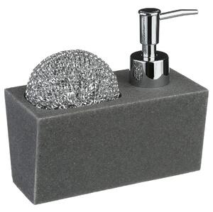 Dávkovač saponátu Stone, sivá/s chrómovými prvkami, 170ml