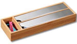 Drevený organizér na fólie s rezačkou Triple, 39,5x13x5,5 cm