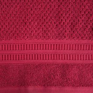Bavlnený červený uterák ROSITA s ryžovou štruktúrou a žakárovou bordúrou s geometrickým vzorom Rozmer: 70 x 140 cm
