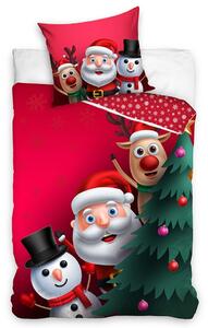 Tiptrade Vianočné bavlnené obliečky Pozdravy zo Severného Pólu, 140 x 200 cm, 70 x 90 cm