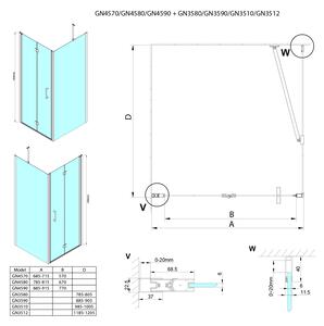 Gelco LORO sprchové dvere skladacie 700 mm, číre sklo