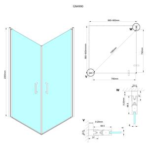 Gelco LORO štvorcový sprchovací kút 900x900 mm, rohový vstup