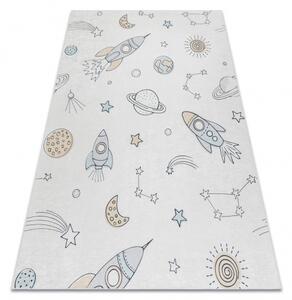 BAMBINO 1278 Prateľný koberec Vesmír, raketa, protišmykový - krém