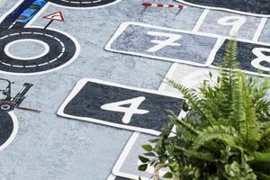BAMBINO Detský prateľný koberec 2279 Streets, šedý