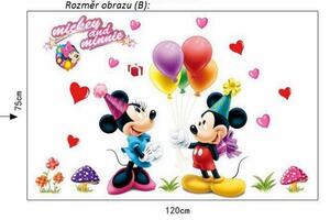 Veselá Stena Samolepka na stenu Mickey Mouse a Minnie Veľkosť: 75 x 120 cm