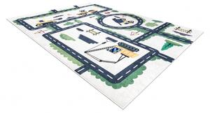 BAMBINO 2223 prateľný koberec Cesty, autá pre deti protišmykový - krém