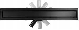 Calani Eco, 80cm odtokový žľab s otočným sifónom o 360 stupňov, čierna matná, CAL-G0016
