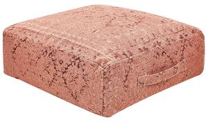 Vankúš na sedenie svetločervený bavlna 50 x 50 x 20 cm abstraktný vzor štvorcový puf taburet