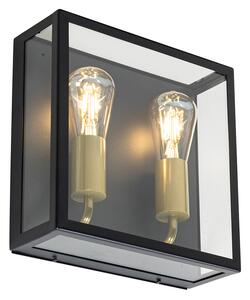 Vonkajšia nástenná lampa čierna a mosadzná 2-svetlo - Rotterdam