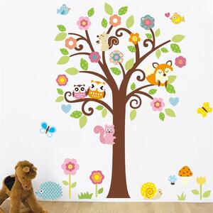 Veselá Stena Samolepka na stenu Strom so zvieratkami