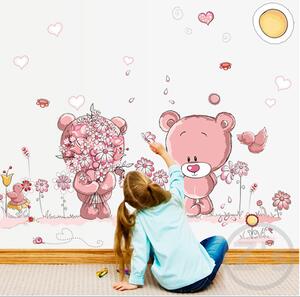 Veselá Stena Samolepka na stenu Ružové medvedíky