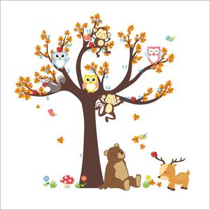 Veselá Stena Samolepka na stenu Strom a zvieratká