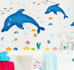 Veselá Stena Samolepka na stenu Modré delfíny