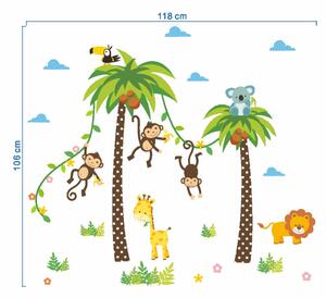 Veselá Stena Samolepka na stenu Opičky na palme