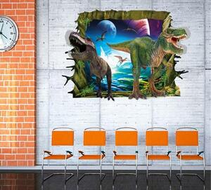 Veselá Stena Samolepka na stenu 3D Dinosaury útočia