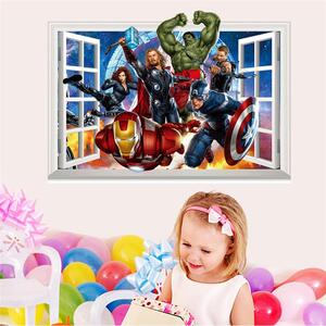 Veselá Stena Samolepka na stenu Avengers v okne