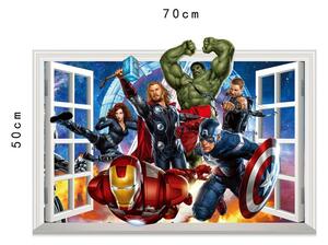 Veselá Stena Samolepka na stenu Avengers v okne