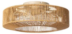 Stropný ventilátor Raveni so svetlom a konopným lanom, Ø 50 cm – Lucande Lucande, Raveni, Hnedá / Hrdzavá, Obývacia izba, Moderný