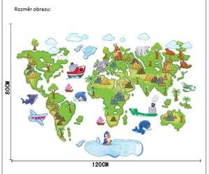 Veselá Stena Samolepka na stenu Detská mapa Sveta pre deti