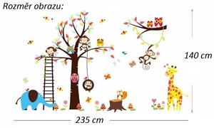Veselá Stena Samolepka na stenu Strom s hojdačkou a zvieratkami zo Zoo