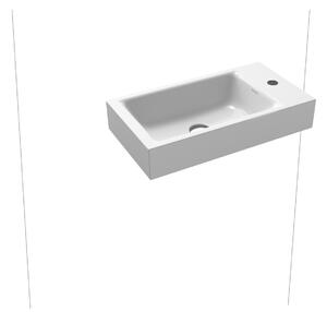 Kaldewei Puro - Umývadielko na stenu 550x300 mm bez prepadu, 1 otvor pre batériu na pravej strane, Perl-Effekt, alpská biela 901206303001