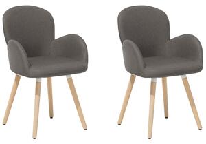 Sada 2 jedálenských stoličiek taupe hnedé látkové čalúnenie nohy zo svetlého dreva moderný eklektický štýl