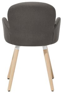 Sada 2 jedálenských stoličiek taupe hnedé látkové čalúnenie nohy zo svetlého dreva moderný eklektický štýl