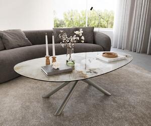 DELIFE Konferenčný stolík Edge oválny 140x75 cm keramika Minas Melange Sarity kov efektový povrch titán