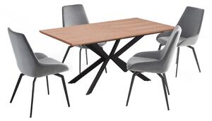 Rozkladací jedálenský stôl LEGARTO, 160-200x76x90, dub prírodný/čierna