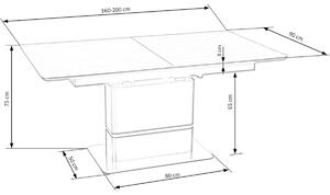Rozkladací jedálenský stôl ARTIN, 160-200x75x90, tmavý popol/čierna