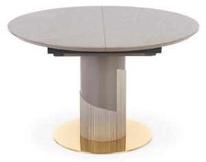 Rozkladací jedálenský stôl MUSCOT, 120-160x76x120, popol mramor/svetlý popol/zlatá