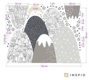 INSPIO-textilná prelepiteľná nálepka - Nálepky na stenu do detskej izby - Kopce