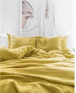 Magic Linen Ľanové obliečky sada (3ks) Moss yellow Veľkosť: 135x200,50x70cm