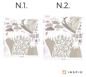 INSPIO-textilná prelepiteľná nálepka - Nálepky na stenu - Kopce s abecedou