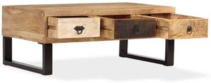 Konferenčný stolík s 3 zásuvkami, mangovníkové drevo, 90x50x35 cm