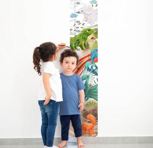 INSPIO-textilná prelepiteľná nálepka - Dino meter s dinosaurami pre chlapcov, nálepka s dinosaurami do detskej izby