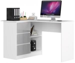 Ak furniture Rohový písací stôl B16 124 cm biely/sivý ľavý