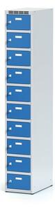 Alfa 3 Šatňová skrinka s úložnými boxami, 10 boxov, modré dvere, cylindrický zámok