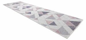 Koberec / behúň šnúrkový SIZAL SION Geometrický, Trojuholníky 3006 ploské tkanie biely / ružový