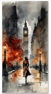 Obraz ženy s pohľadom na Big Ben v Londýne 25x50cm