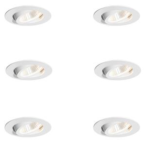 Sada 6 zapustených bodových svetiel biela 6,8 cm vrátane LED 750 lm stmievateľné IP23 - Gaius